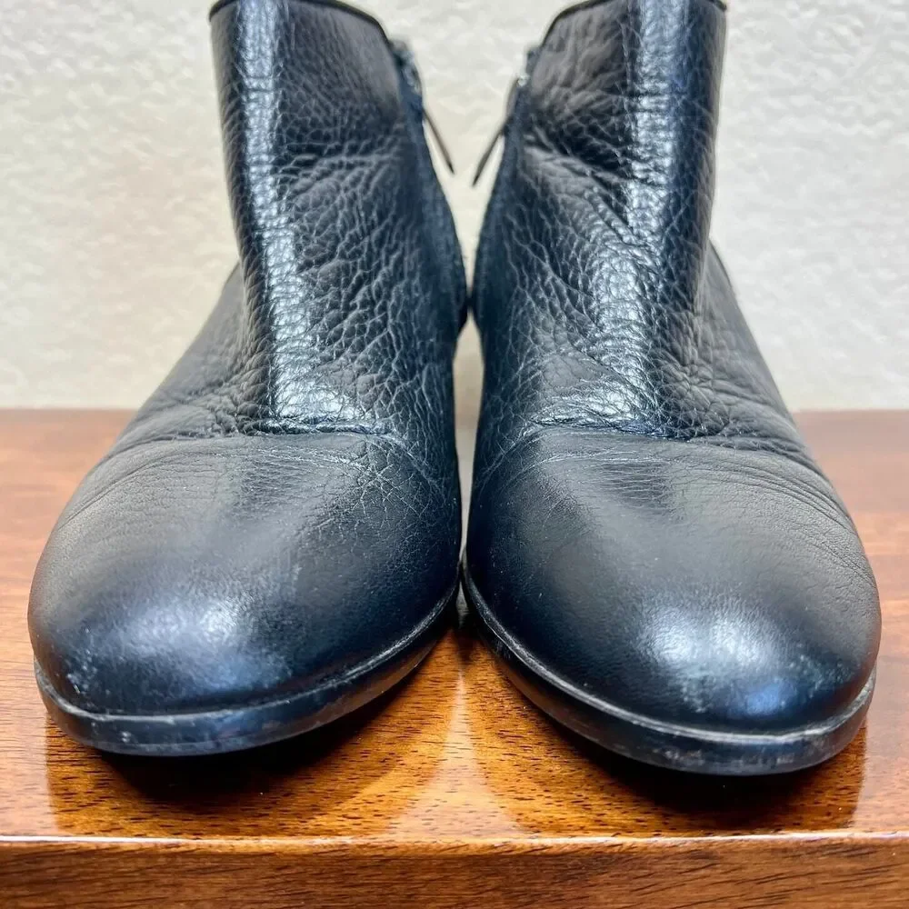 Sam Edelman Petty Ankle Booties black stacked heel round toe side zip size 7.5M